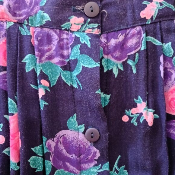 Jean Works Women's Long Summer Skirt Floral Design Size S/P Light Weight Blue - Picture 3 of 8